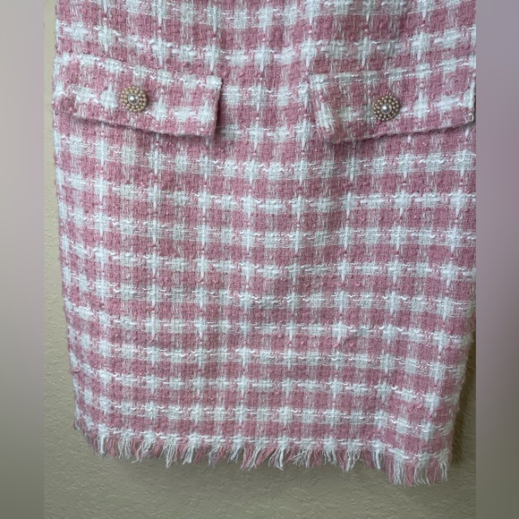 Bepop tweed pink and white stripe‎ dress short sleeve size S - Picture 4 of 8